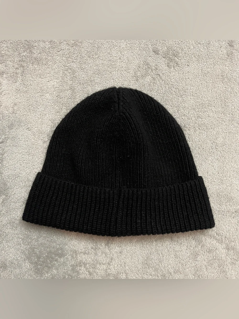 POLO RALPH LAUREN Men's Flag Bear Black Rib-Knit Wool-Blend Beanie Hat